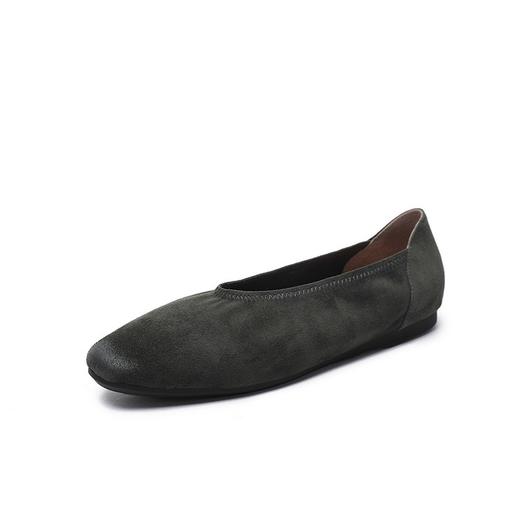 法式复古奶奶鞋单鞋女平底鞋简约羊猄皮乐福鞋H241180558 商品图7