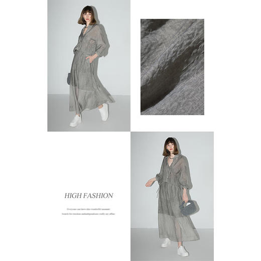 COCOBELLA段染炒色肌理感人丝衬衫格雷系穿搭抽绳上衣SR0026 商品图1