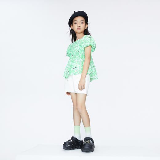 【实体店同款】女童甜美T恤短袖上衣BLUE新款安奈儿童装AG421823 商品图3