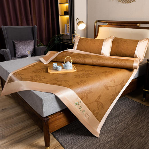 秒杀🔥可以驱蚊的凉席❗ 【深山老藤·艾草古藤冰丝席三件套🌿】亲肤艾草单面藤席冰丝席 商品图1