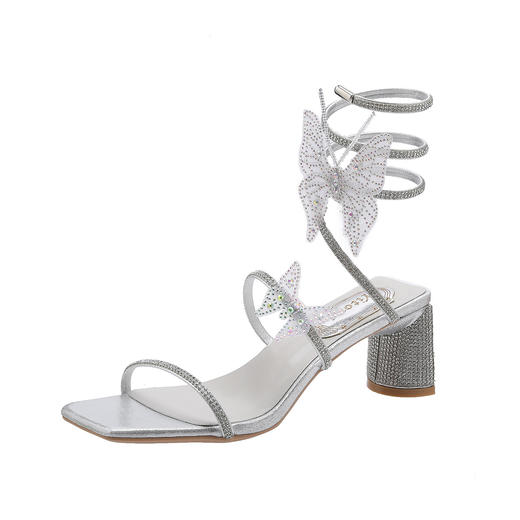 仙女风凉鞋 2024年夏季新款时尚百搭蛇形粗跟罗马鞋H241180658 商品图0