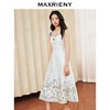 玛克门店发货：浪漫花卉提花撞色飘带连衣裙2024夏季新款抹胸吊带长裙(货号:MS85DR010) 商品缩略图1