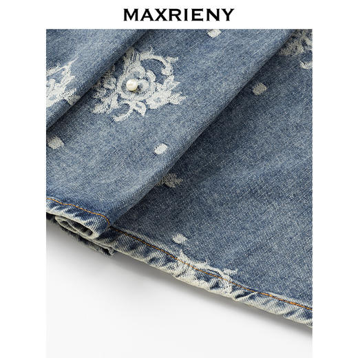 玛克门店发货：【Day Dreaming-主题纪念款】MAXRIENY华丽复古感牛仔百褶半裙(货号:MC85SK077) 商品图4