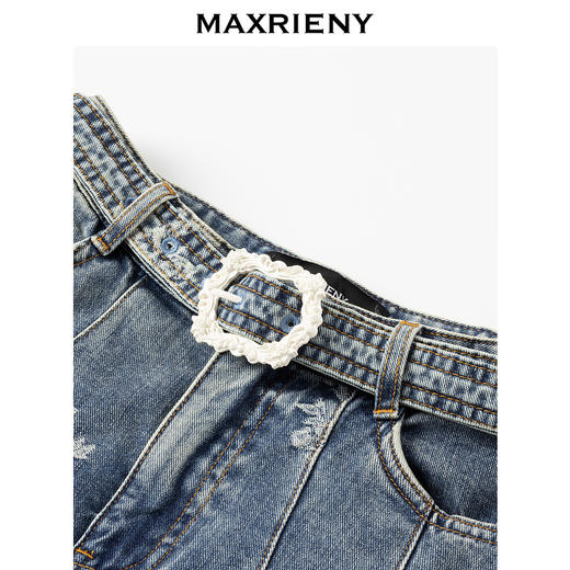 玛克门店发货：【Day Dreaming-主题纪念款】MAXRIENY华丽复古感牛仔百褶半裙(货号:MC85SK077) 商品图1