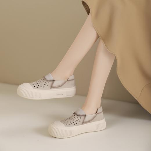 西村名物2024年春季新款平底洞洞空鞋小白鞋X24AH13791 商品图0