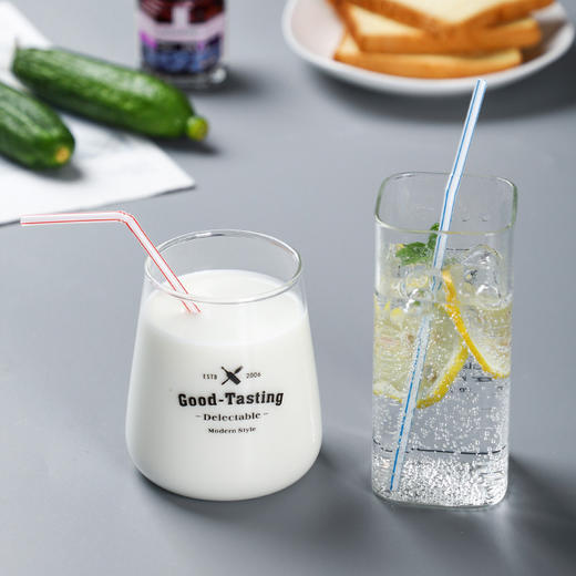 100支彩条短弯管一次性饮料果汁牛奶豆浆塑料吸管/袋 商品图1