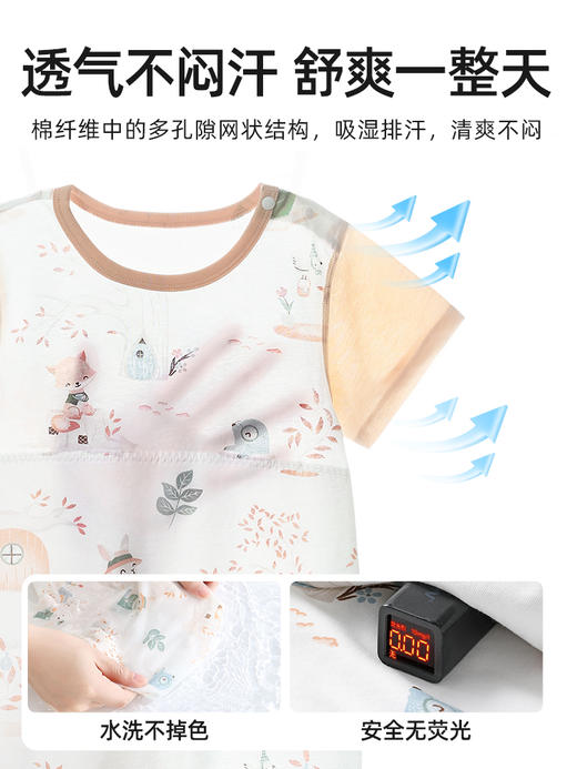 贝肽斯儿童睡衣纯棉夏季薄款新款男女宝宝家居服连体衣服短袖 商品图8