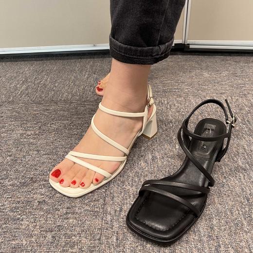 西村名物2024年夏季新款低跟系带凉鞋U23BG23361 商品图0