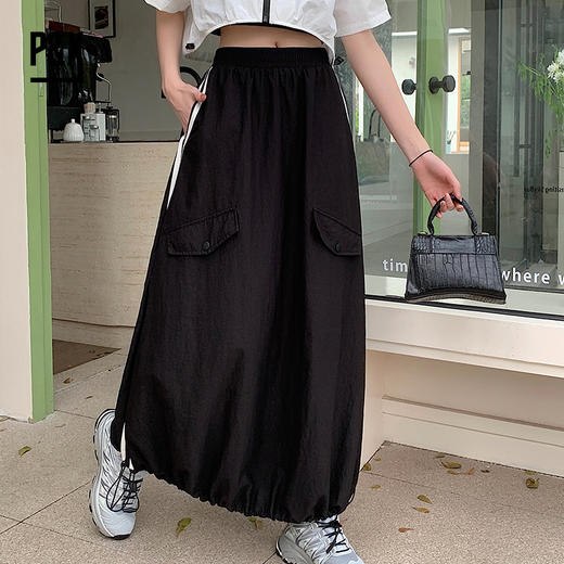 P&X设计师女装 垂感时尚百搭运动半身长裙 824107891 黑色 商品图2