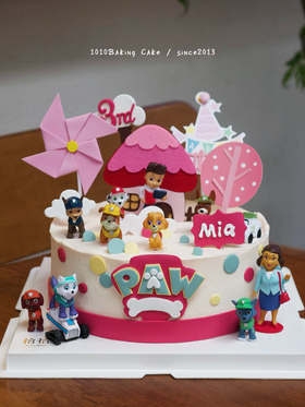 「汪汪立大功队·粉系」名字岁数可改·翻糖巧克力·100%动物奶油（主图8寸·提前3天预订）