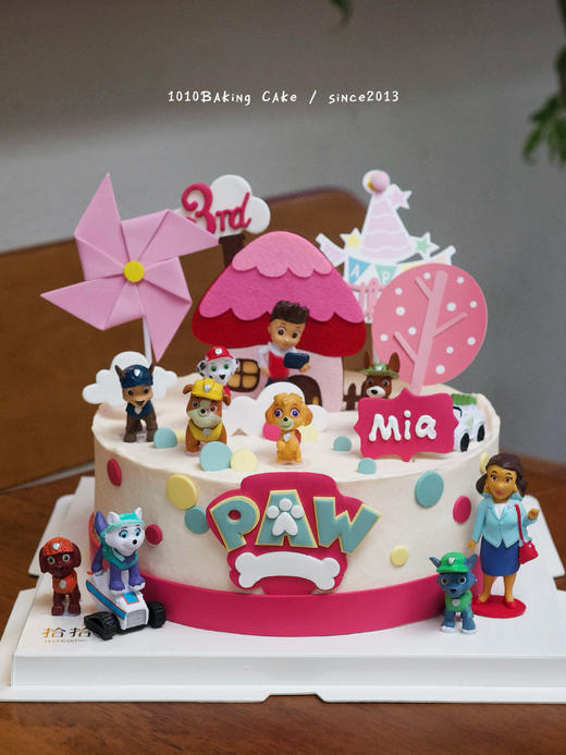 「汪汪立大功队·粉系」名字岁数可改·翻糖巧克力·100%动物奶油（主图8寸·提前3天预订） 商品图0