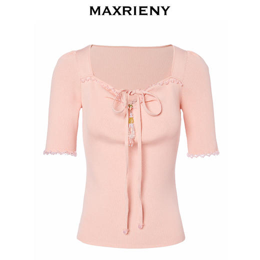 玛克门店发货：甜美日系套头针织吊带截短挂脖小衫(货号:MC88SW501) 商品图4