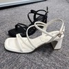 西村名物2024年夏季新款低跟系带凉鞋U23BG23361 商品缩略图2