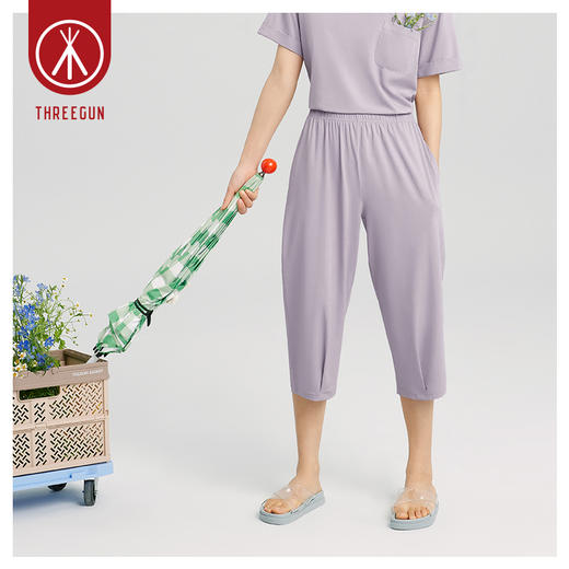 Threegun三枪 【沁凉薄棉】女士家居收口中裤睡裤-61230B011 商品图0