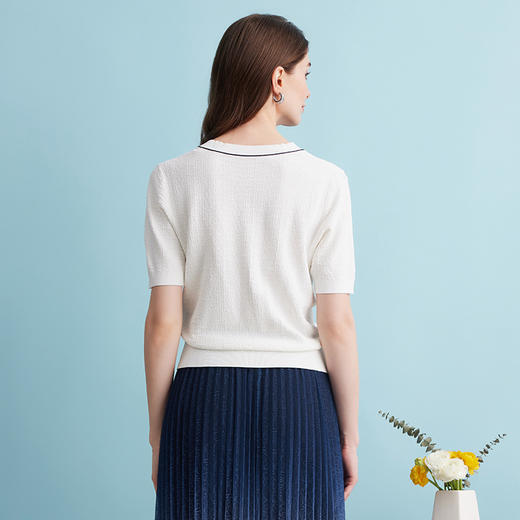 EITIE爱特爱夏季新款舒适轻薄透气V领修身显瘦短袖针织衫开衫B2401308 商品图10