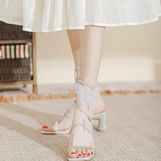 仙女风凉鞋 2024年夏季新款时尚百搭蛇形粗跟罗马鞋H241180658 商品图3