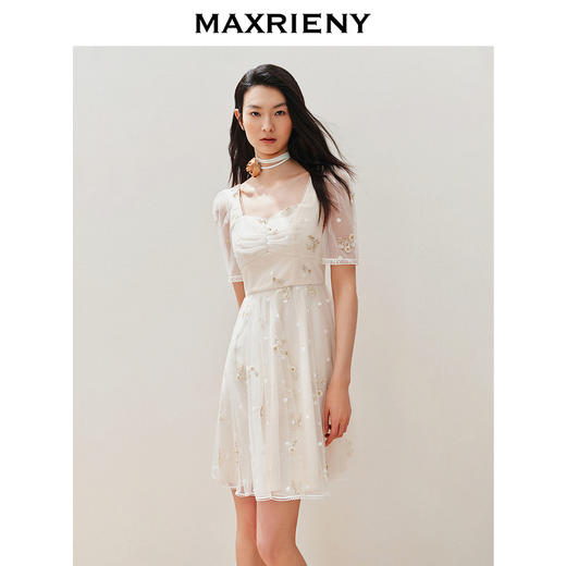 玛克门店发货：华丽复古网纱绣花连衣裙(货号:MC85DR327) 商品图2
