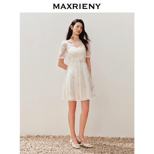 玛克门店发货：华丽复古网纱绣花连衣裙(货号:MC85DR327) 商品图1