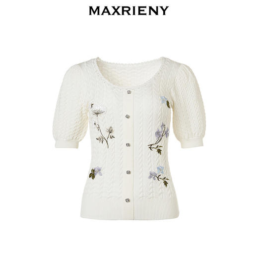 玛克门店发货：【Day Dreaming-主题纪念款】MAXRIENY复古绣花钩领套头针织毛衫(货号:MC85SW001) 商品图0