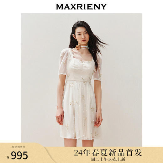 玛克门店发货：华丽复古网纱绣花连衣裙(货号:MC85DR327) 商品图0