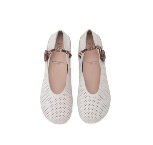 西村名物2024年春夏新款真皮玛丽珍复古森系新中式国风女鞋平底软底单鞋X24AH11891 商品图1