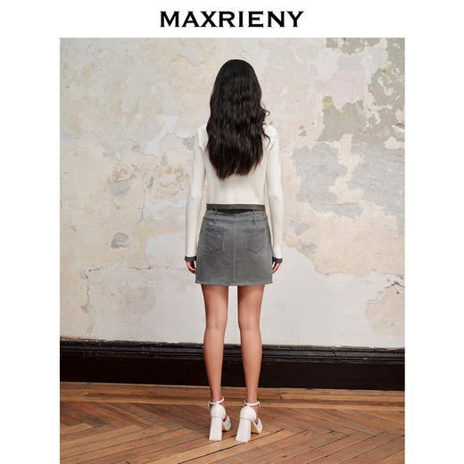 玛克门店发货：MAXRIENY国风新中式修身针织毛衫修身上衣格雷系穿搭(货号:MC88SW515) 商品图3