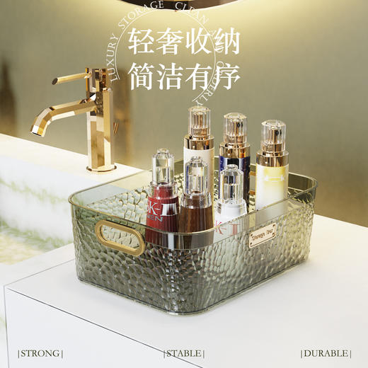 轻奢化妆品收纳盒桌面亚克力护肤品面膜收纳筐梳妆台杂物整理盒 商品图0