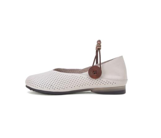 西村名物2024年春夏新款真皮玛丽珍复古森系新中式国风女鞋平底软底单鞋X24AH11891 商品图2