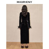 玛克门店发货：MAXRIENY复古率性鸵鸟毛拼接丝绒上衣羽毛袖口打底衫(货号:MC88TP770) 商品缩略图3