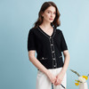 EITIE爱特爱夏季新款舒适轻薄透气V领修身显瘦短袖针织衫开衫B2401308 商品缩略图2
