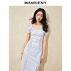 【城市静奢】MAXRIENY复古优雅气质感收腰开叉钉珠连衣裙(货号:MS85DR073) 商品缩略图1