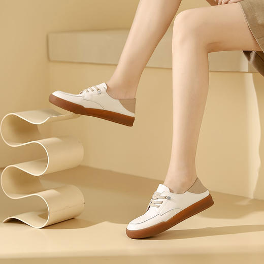 西村名物2024年春季新款舒适平底系带乐福鞋深口单鞋X23CM36061 商品图6