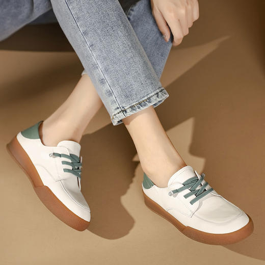 西村名物2024年春季新款舒适平底系带乐福鞋深口单鞋X23CM36061 商品图4