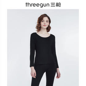 Threegun三枪 【新疆舒肤弹力棉】花边圆领女士保暖内衣套装-23832D011