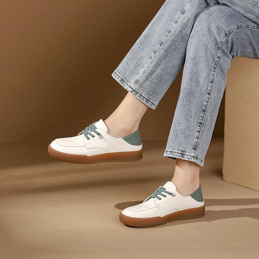 西村名物2024年春季新款舒适平底系带乐福鞋深口单鞋X23CM36061 商品图1