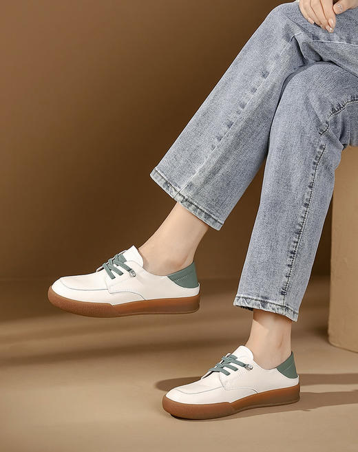 西村名物2024年春季新款舒适平底系带乐福鞋深口单鞋X23CM36061 商品图5