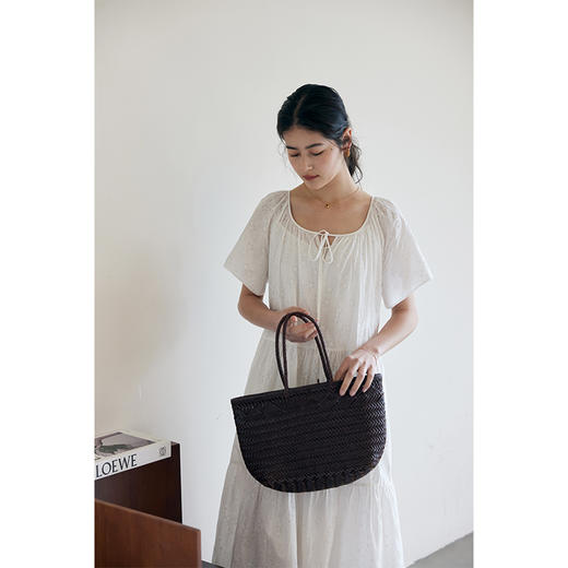 HeyDress白色提花连衣裙女夏季法式U领宽松收腰设计浪漫度假裙子 商品图1