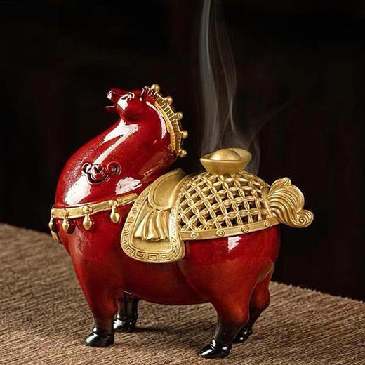马上有钱°铜香炉|中国红/发财绿/宝石蓝 商品图1