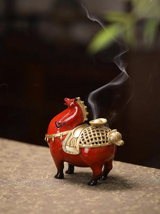 马上有钱°铜香炉|中国红/发财绿/宝石蓝 商品图0