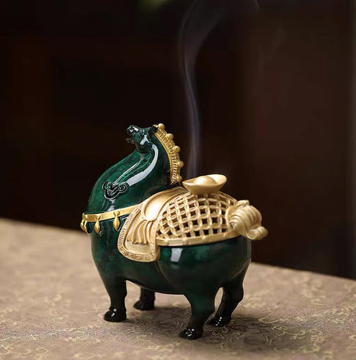 马上有钱°铜香炉|中国红/发财绿/宝石蓝 商品图3