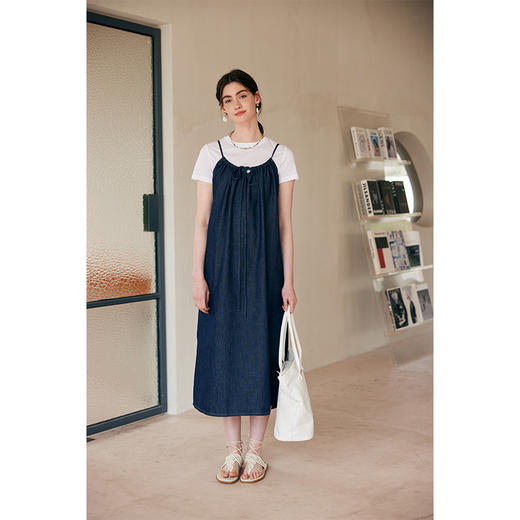 HeyDress复古牛仔吊带裙女夏季法式宽松显瘦慵懒风休闲度假连衣裙 商品图2