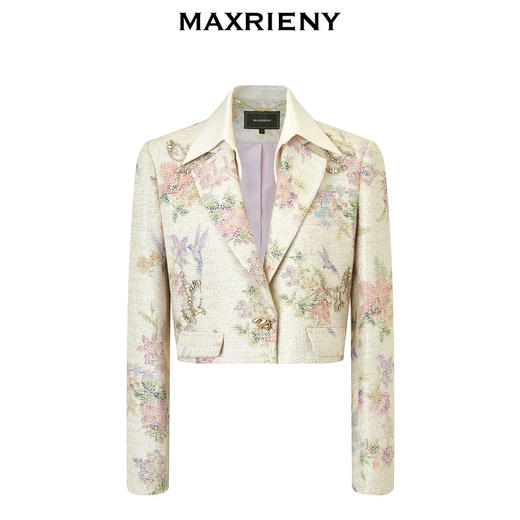 【商场同款-宫廷飞鸽】MAXRIENY复古宫廷钉钻拼领刺绣外套24春款(货号:MC85JA004) 商品图4