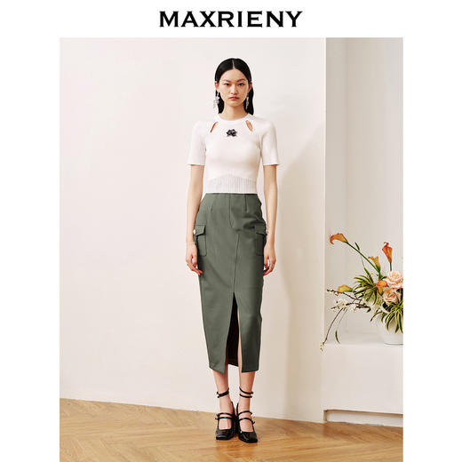 玛克门店发货：都市通勤风开叉包臀半身裙修身遮肉裙子(货号:MC88SK510) 商品图1