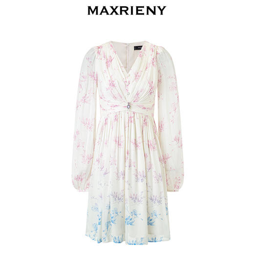 玛克门店发货：MAXRIENY仙美氛围感渐变晕染玉兰连衣裙(货号:MC85DR060) 商品图4