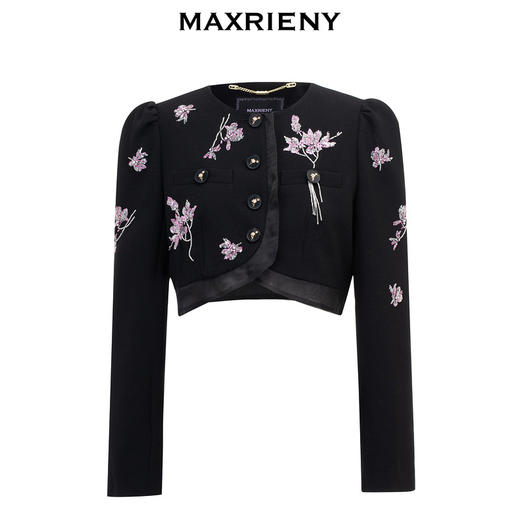 玛克门店发货：MAXRIENY复古新中式玉兰绣花流苏外套2024(货号:MC85JA063) 商品图4