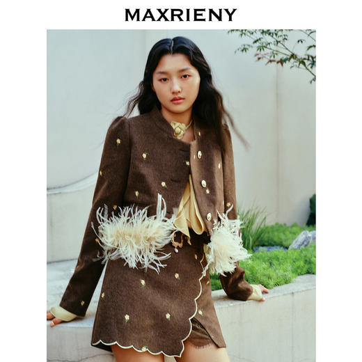 【商场同款-新春系列迎春花开】MAXRIENY复古宫廷绣花开衩半裙(货号:MC88SK776) 商品图2