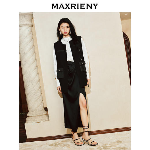 玛克门店发货：MAXRIENY精致复古时尚感廓形马夹背心2024(货号:MC85VE002) 商品图1