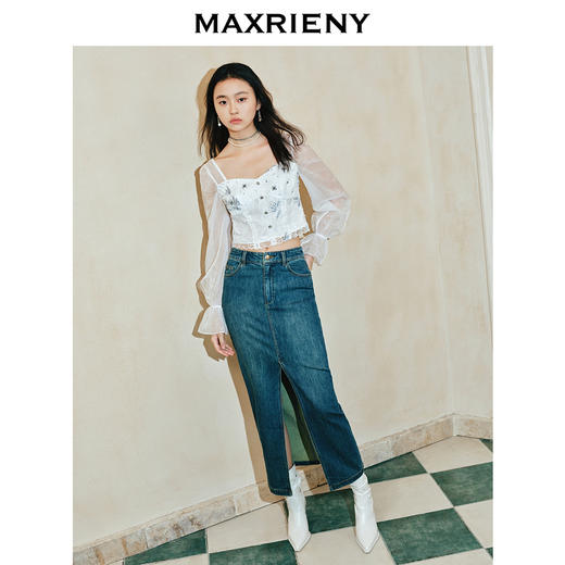 玛克门店发货：MAXRIENY复古浪漫网纱蕾丝雪纺衫女上衣(货号:MC85TP082) 商品图1