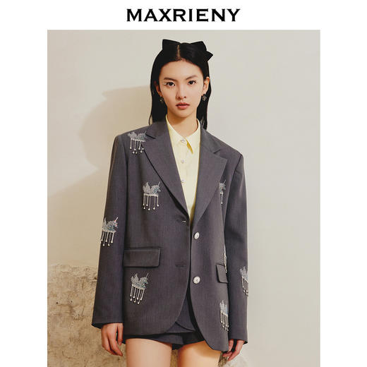 玛克门店发货：MAXRIENY精致设计感通勤风廓形西服(货号:MC88JA040) 商品图0