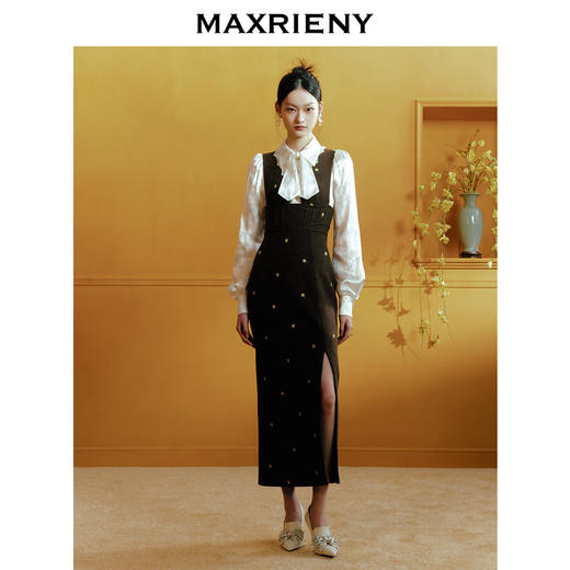玛克门店发货：MAXRIENY复古宫廷连衣裙开衩裙子(货号:MC88DR775) 商品图1